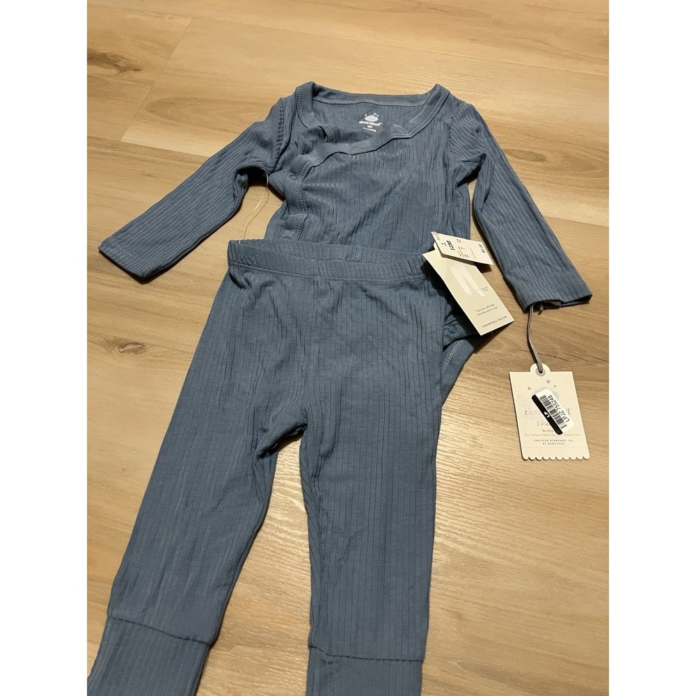 Baby Boys Soft Blend Blue Top Cloud Island Size 12 Months 2 Piece Set Foldover